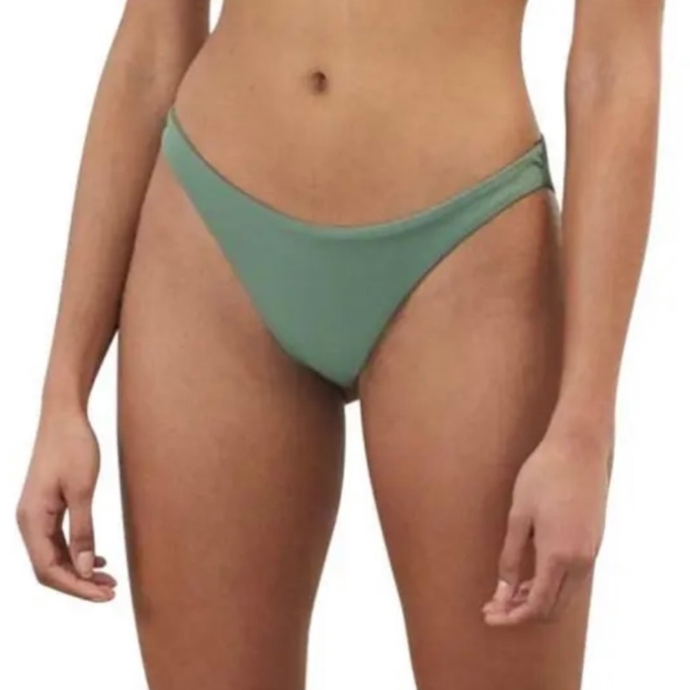 Mara Hoffman Reva Bikini Bottom in Army Green Swimwear. Size: L